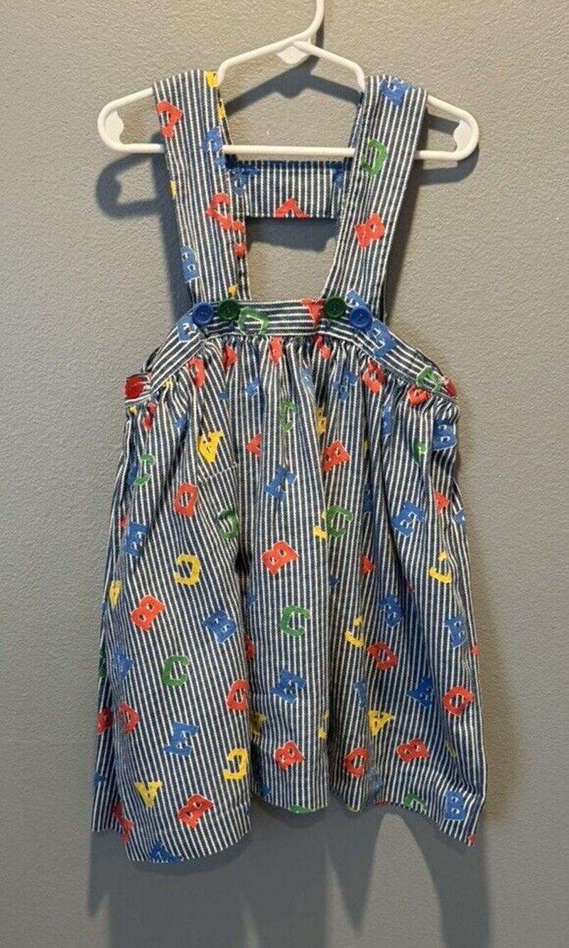 Handmade Vintage Little Girls Jumper Striped With Letters